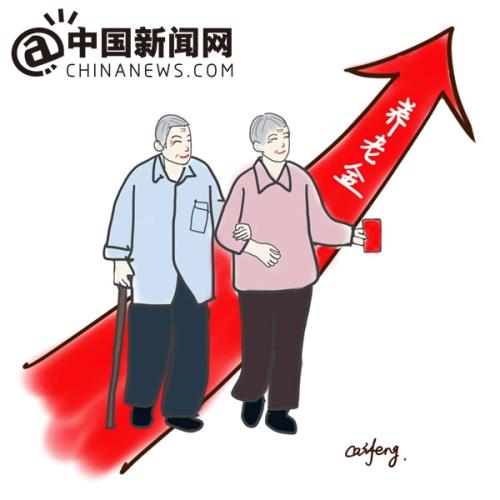 漫畫:養老金上調。 作者:王珊珊